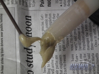 Dispense a tiny amount of PL Premium onto a stick or dowel to be used as an applicator.