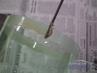 Also coat the sanded portion of the male bottle with a similar thin coat.