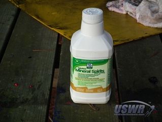Use mineral spirits to clean off any residue.
