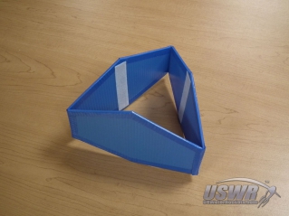 The completed triangular box fin set, ready for mounting to the pressure vessel of the rocket.