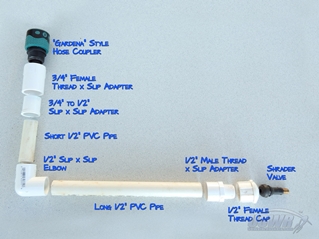 Assemble the PVC Pipe Fittings as shown here and cement them together with the PVC Glue.