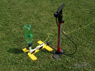 Our finished Water Rocket Gardena Launcher loaded with a 2 liter soft drink bottle Water Rocket.
