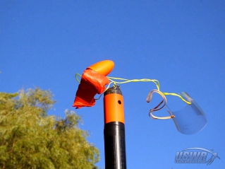 The FTC Water Rocket X-10 is shown here during ground testing of a variation of the Hybrid Deploy design.