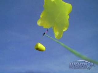 An onboard camera showing the parachute deploing on the X-12 FTC Water Rocket.