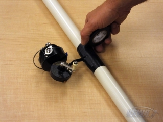 Attaching the Fishing Reel to the PVC Pipe.