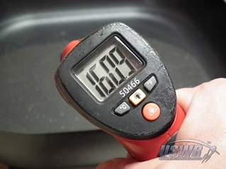 Monitor the water temperature and stop heating at 160 degrees Farenheit.
