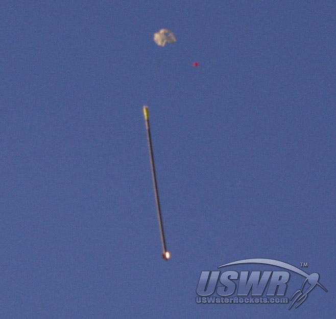 X-10 Parachute shrouds tangled causing the rocket to spin.