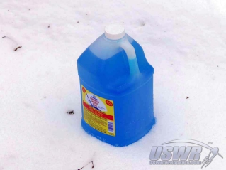 Washer fluid was used to prevent the water in the rocket from freezing in the cold weather.