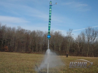 The B-2 Water Rocket begins hard acceleration with all 7 cameras running.