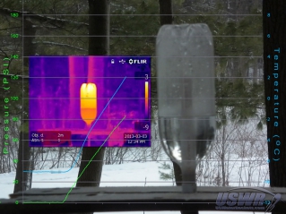The FLIR Camera shows the bottle getting slightly warmer, but the Thermocouple shows that the air temperature inside the bottle is causing the change the FLIR Camera observes.