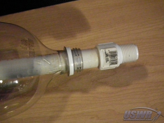 Test bottles were made by gluing a PVC launch tube and threaded 1/2" coupler to the neck of some prepared bottles.