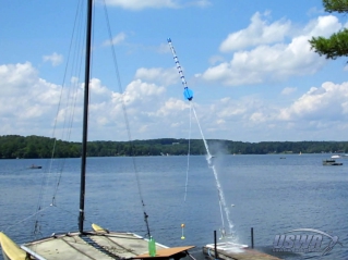 The new smaller and lighter Chase Camera Pod is shown here being towed by the launching Water Rocket.